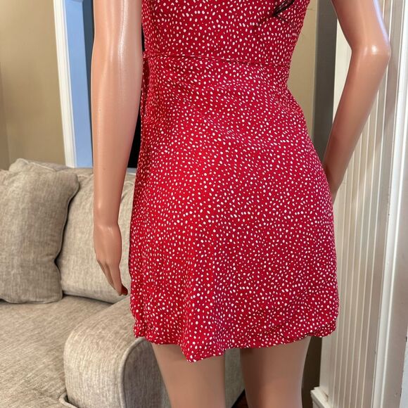 Silk blend Red Polka Dot Wrap Dress - Picture 12 of 16